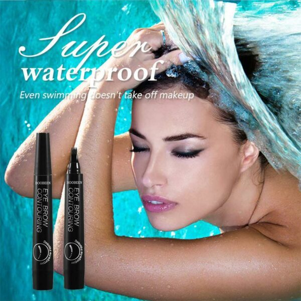 4-Point Waterproof Long Lasting Natural Looking 3D Eyebrow Pen - Image 2