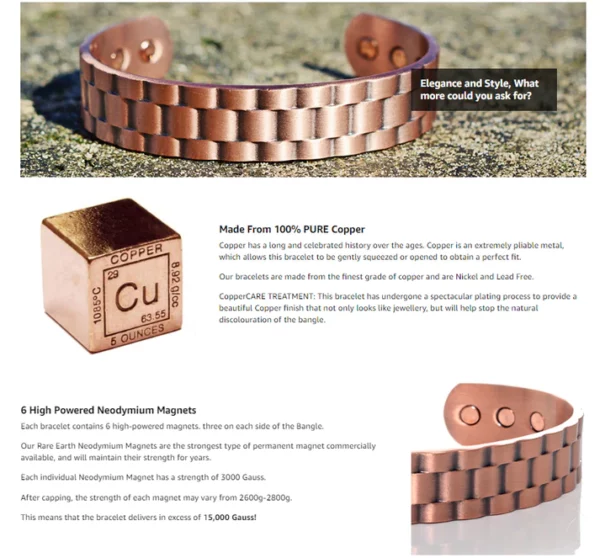 Healthy™ Pure Copper Super Magnetic Therapy Bio Negative Ion Bracelet - Image 3