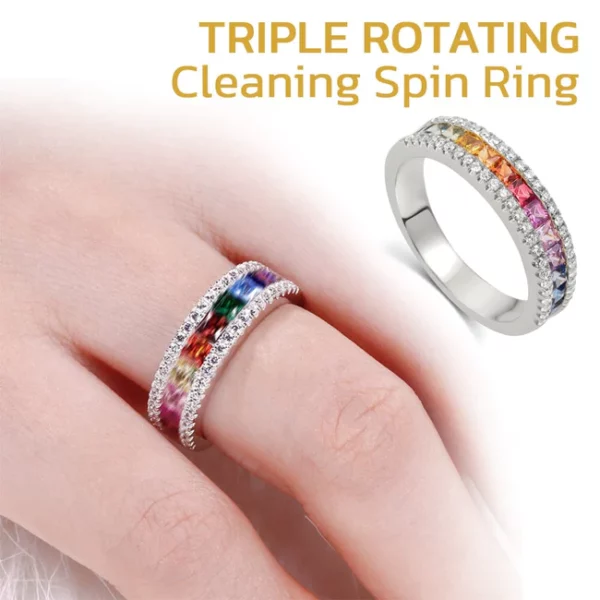 Rainbow Tourmaline Lvmphvity Cleaning Spin Ring - Image 4