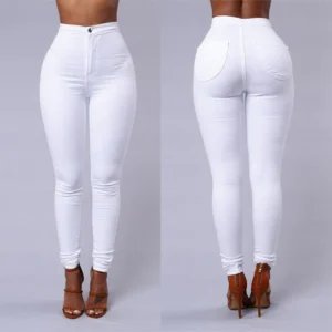 Casual Pants For Women High Waist Stretch Slim Trouser Skinny Candy Color Jeans