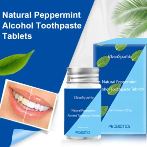 CleanSparkle™ Natural Peppermint Alcohol Toothpaste Tablets