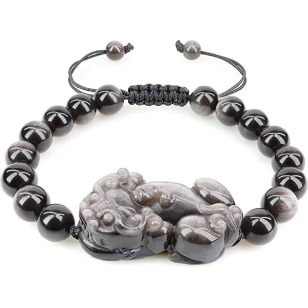 Feng Shui Pixiu Black Obsidian Bracelet - Image 2