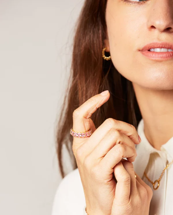 Iconic Nina Gold Ring in Pink Crystal