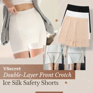 VSecret Double-Layer Front Crotch Ice Silk Safety Shorts