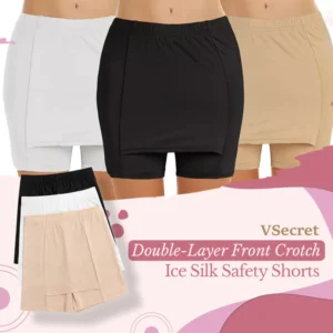 VSecret Double-Layer Front Crotch Ice Silk Safety Shorts