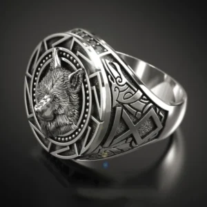 Viking Warrior Wolf Lucky Ring 925 Silver