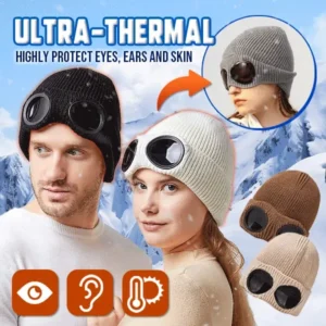 2-in-1 Sunglasses Ski Thermal Knitted Beanie