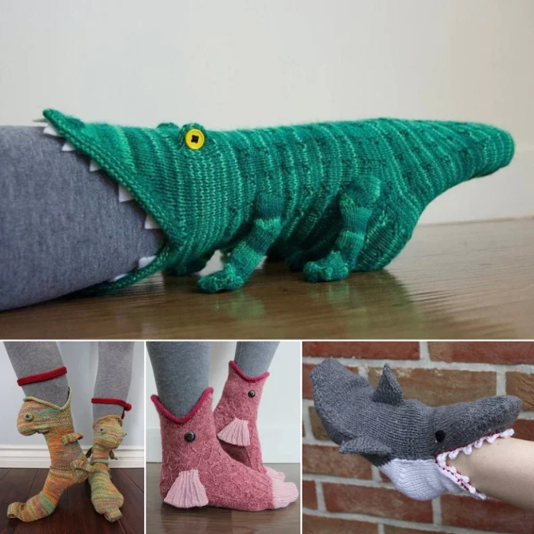 Knit Crocodile Socks and his friends