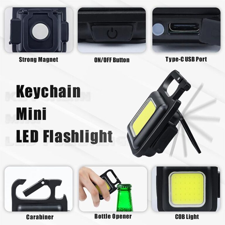 Seurico™ Portable Flashlight Keychain Mini LED Light Glare COB USB Charging