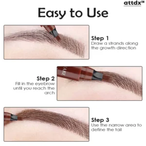 ATTDX Microblading Effect Waterproof Fork-Tip Brow Pen