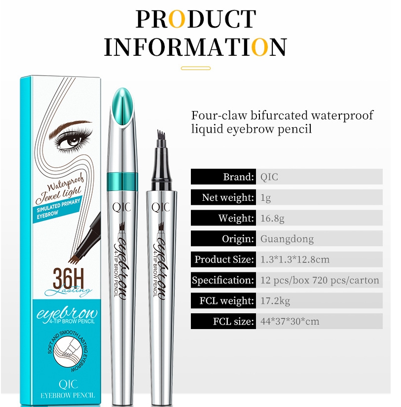 3D Waterproof Microblading Eyebrow Pen 4 Fork Tip Tattoo Pencil