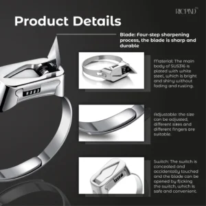 RICPIND Stainless Steel Hidden Blade Defence Ring