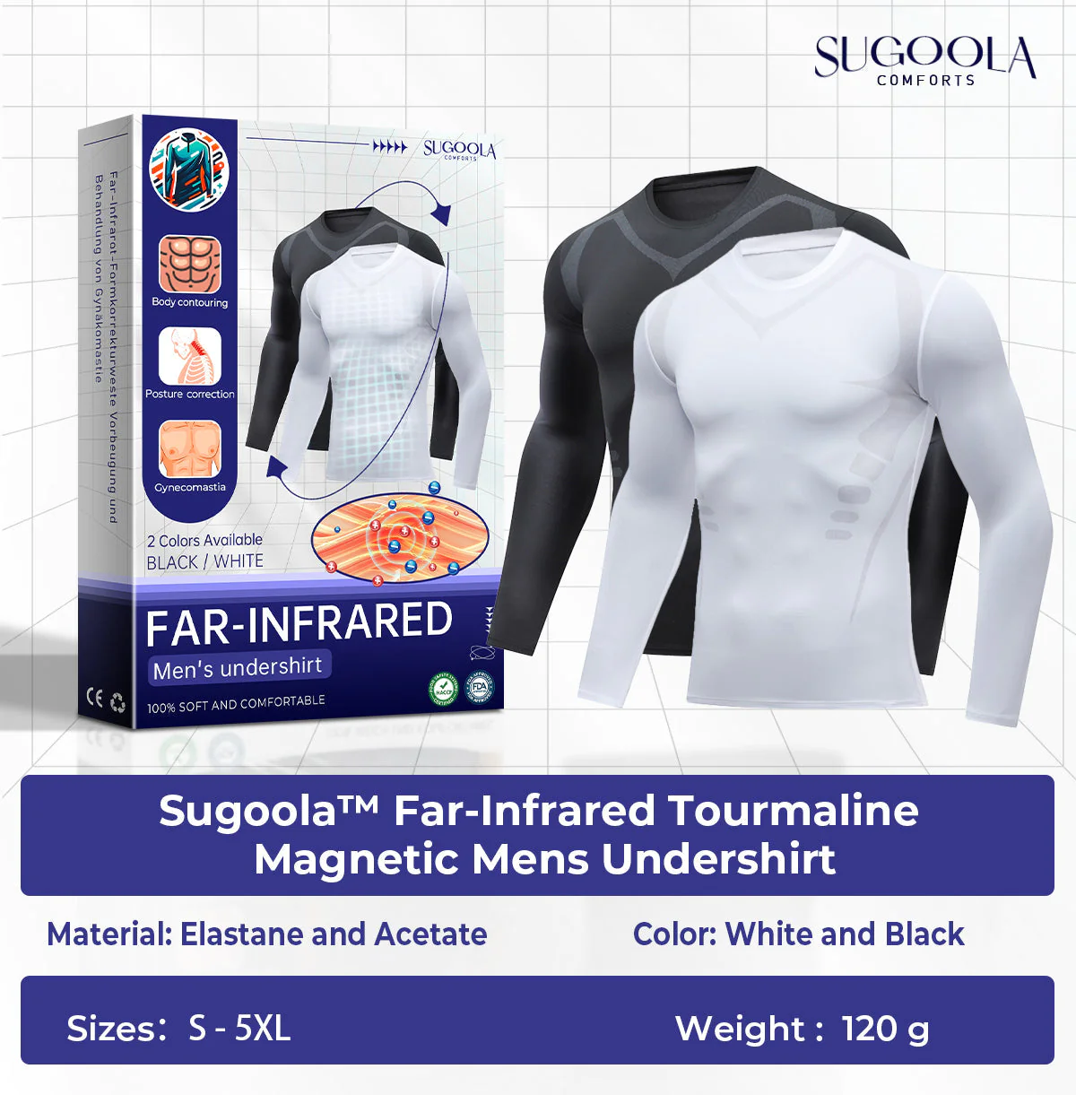 Sugoola™ Far-Infrared Tourmaline Magnetic Mens Undershirt