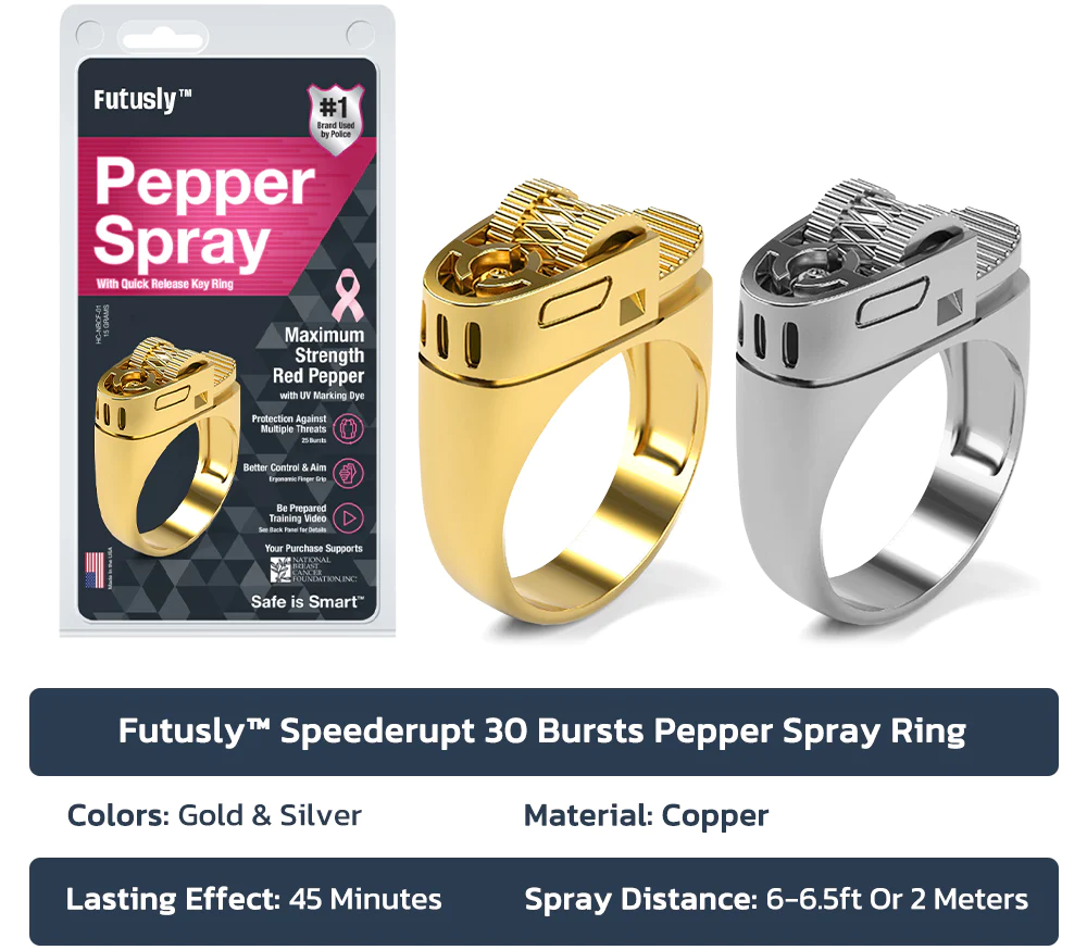 Futusly™ Speederupt 30 Bursts Pepper Spray Ring