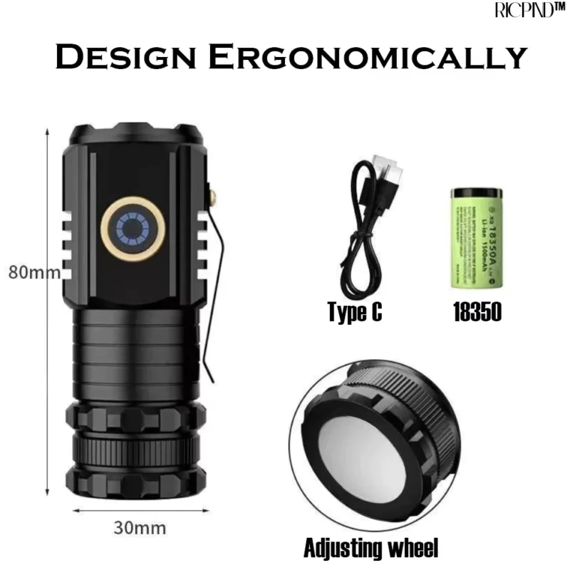 RICPIND 50M Volt Power Guardian USB Flashlight