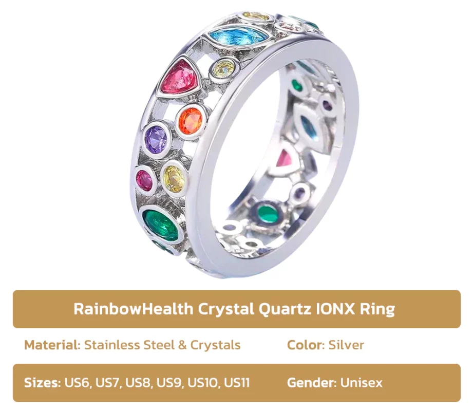 Raindew Health Crystal Quartz IONX Ring