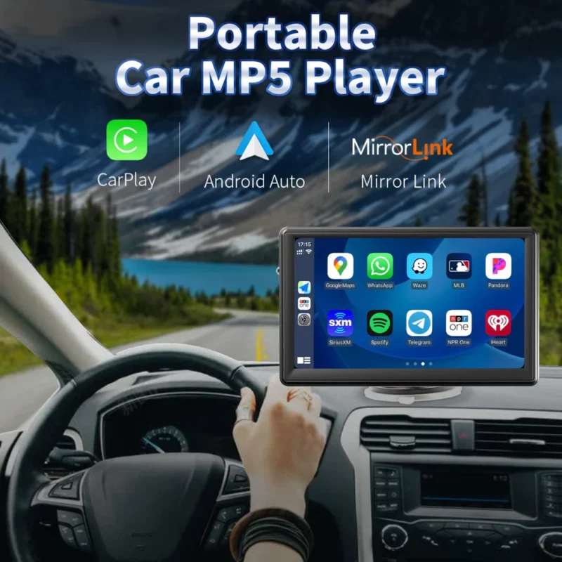 7-Inch Bluetooth Car Display for Apple & Android