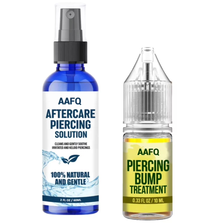 AAFQ™ 2PC Piercing Aftercare Set - Saline Cleanser Spray Keloid Bump Removal - Wound Wash Soothe Scar Moisturize Skin - Natural Recovery Solution