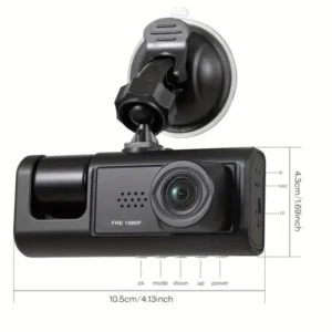 Dash Cam W/ IR Night Vision Loop Recording & 2" IPS Screen 1080P 3 Camera