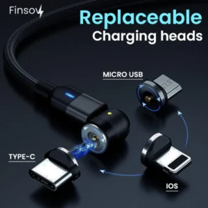 Finsov™ 3-in-1 Magnetic Rotatable Charging Cable