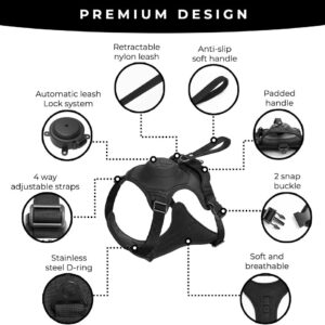 Pawsease™ Dog Harness with Integrated Retractable Lead